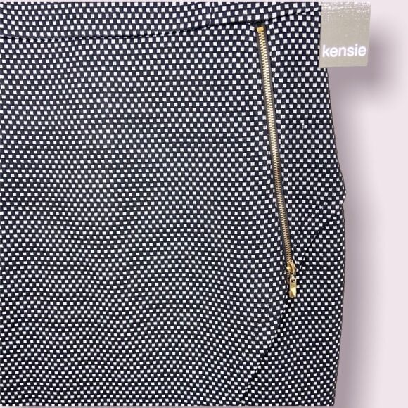 NWT Kensie Black & White Checkered Knit Zipper Skirt Dress Women's Size M - Picture 6 of 11
